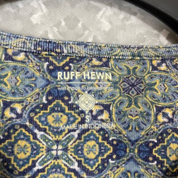 Ruff Hewn Blue Medallion Print Lace Up Front T-Shirt - Size Small - Long Sleeves - Picture 5 of 7